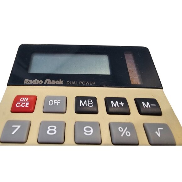Radio Shack Dual Power Calculator EC-2031 Solar AA Battery Beige Black Vintage - Picture 3 of 8